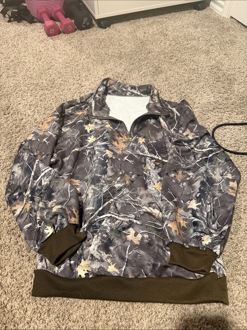 Camouflage Pullover Quarter-Zip Hoodie - Leaf Camo